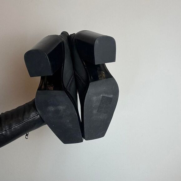 Jeffrey Campbell Handler Black Leather Motorcycle Biker Ankle Boots - Picture 6 of 8